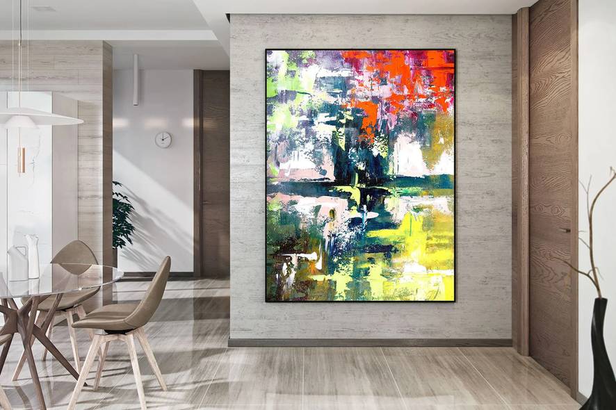 Huge Original Oil Pink Painting Abstract Canvas Artwork WO7ES